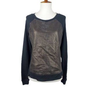 Aiko Lillith Leather Front Python Embossed Sweater